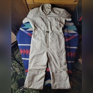 Vintage Tom Cat Nine Lives Coveralls Mens Medium ? Tan Short Sleeve Lightweight